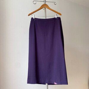 ❄️ 90s Vintage Minimalist Aubergine Purple High-Rise Straight Midi Skirt